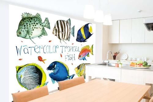 Vlies Fototapete - Tropische Fische 375 x 250 cm